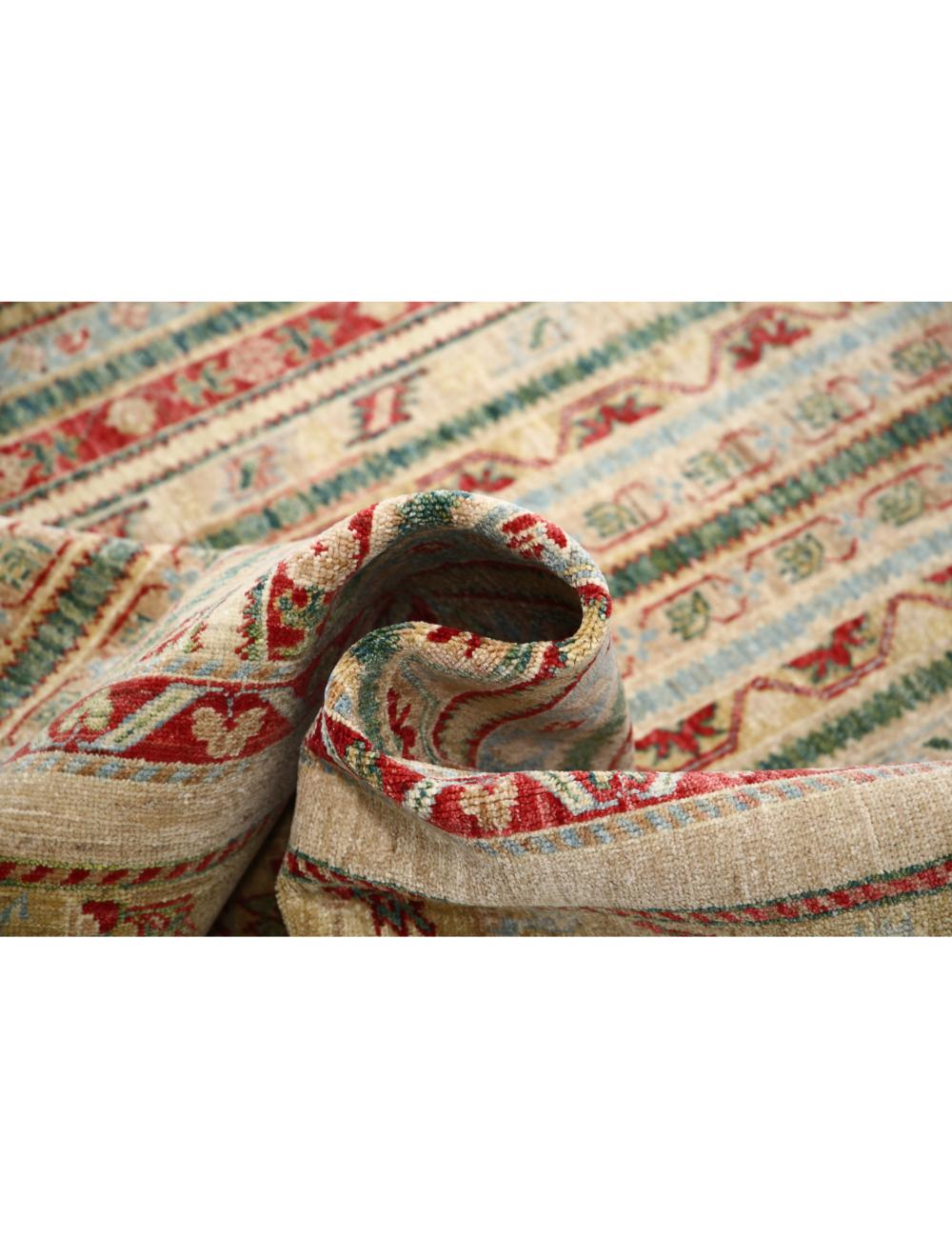 Green Afghan Oriental Rug 5' 8" x 7' 11" Hand-Knotted | No. AT62112