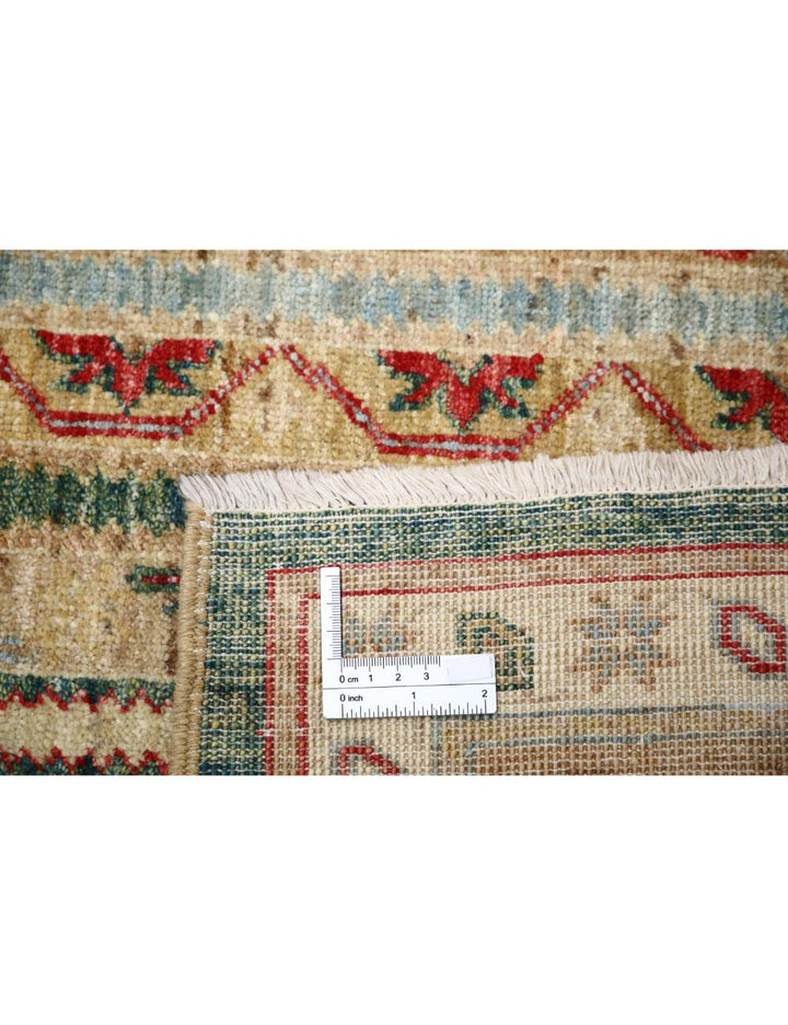 Green Afghan Oriental Rug 5' 8" x 7' 11" Hand-Knotted | No. AT62112