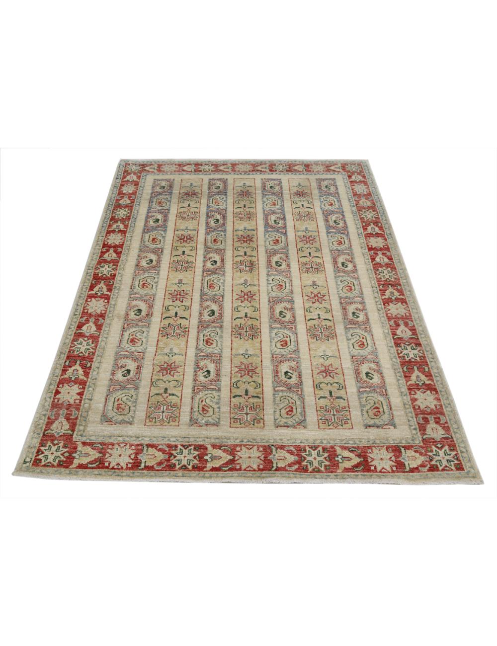 Afghan Shaal Rug 4' 2" x 5' 9" Hand-Knotted | No. AT25059
