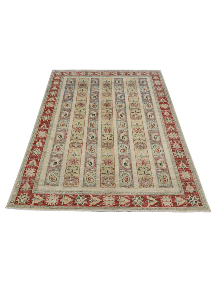 Afghan Shaal Rug 4' 2" x 5' 9" Hand-Knotted | No. AT25059