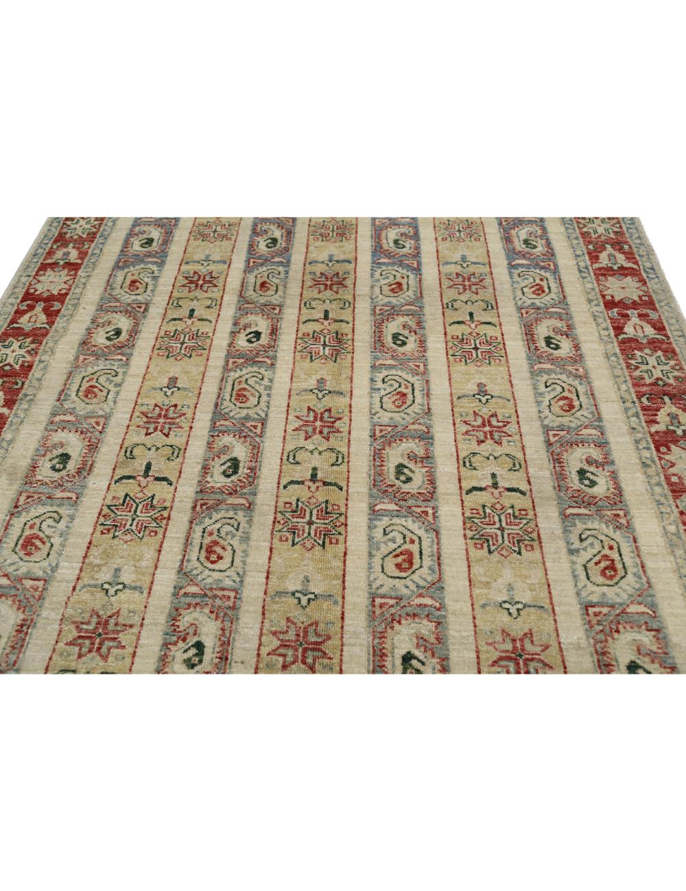 Afghan Shaal Rug 4' 2" x 5' 9" Hand-Knotted | No. AT25059