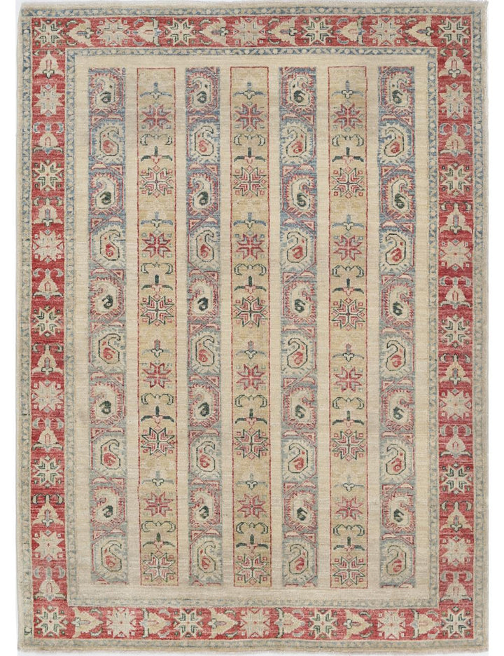 Afghan Shaal Rug 4' 2" x 5' 9" Hand-Knotted | No. AT25059