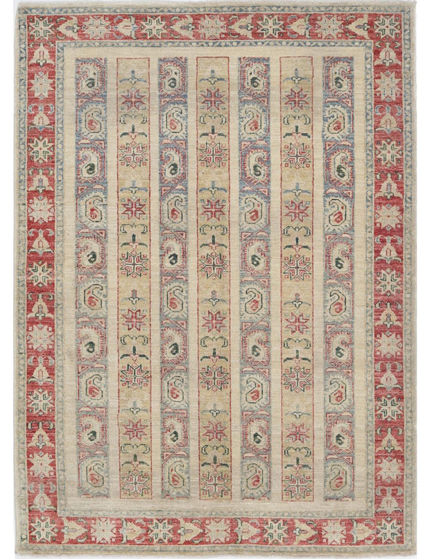 Hand Knotted Shaal Wool Rug 4' 2" x 5' 9" - No. AT25059