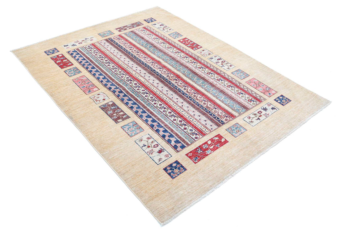 Hand Knotted Shaal Wool Rug 4' 11" x 6' 4" - No. AT55789