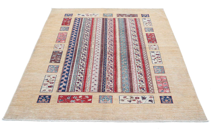 Hand Knotted Shaal Wool Rug 4' 11" x 6' 4" - No. AT55789