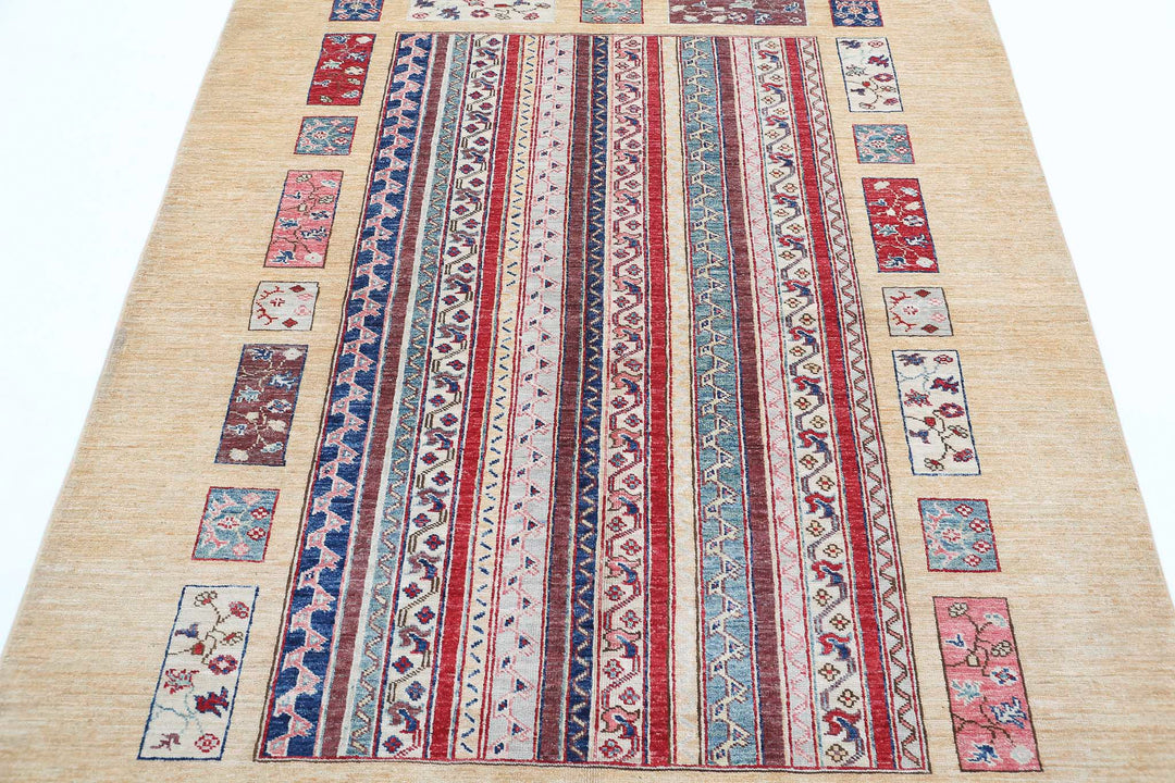 Hand Knotted Shaal Wool Rug 4' 11" x 6' 4" - No. AT55789