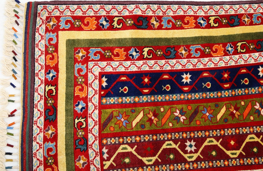 Afghan Shaal Rug 6' 5" x 9' 7" Hand-Knotted | No. AT12060