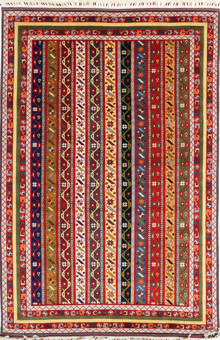 Afghan Shaal Rug 6' 7" x 10' 0" Hand-Knotted | No. AT59075