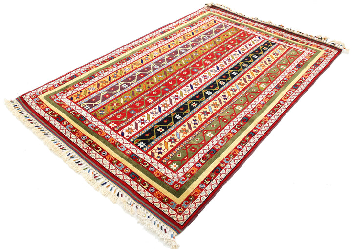 Afghan Shaal Rug 5' 0" x 7' 9" Hand-Knotted | No. AT48197