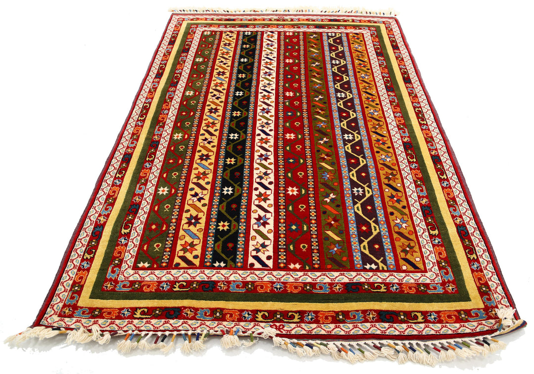 Afghan Shaal Rug 5' 0" x 7' 9" Hand-Knotted | No. AT48197