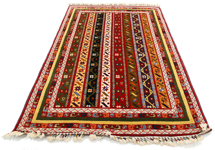 Afghan Shaal Rug 5' 0" x 7' 9" Hand-Knotted | No. AT48197