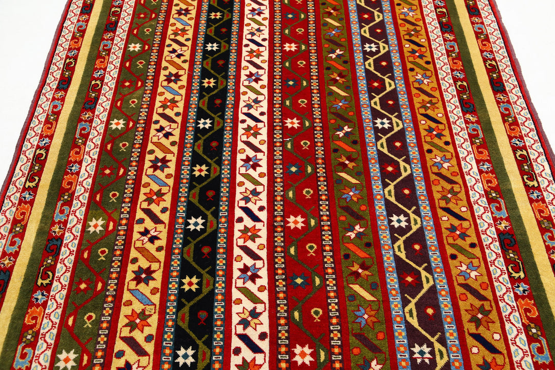 Afghan Shaal Rug 5' 0" x 7' 9" Hand-Knotted | No. AT48197