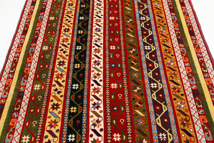 Afghan Shaal Rug 5' 0" x 7' 9" Hand-Knotted | No. AT48197