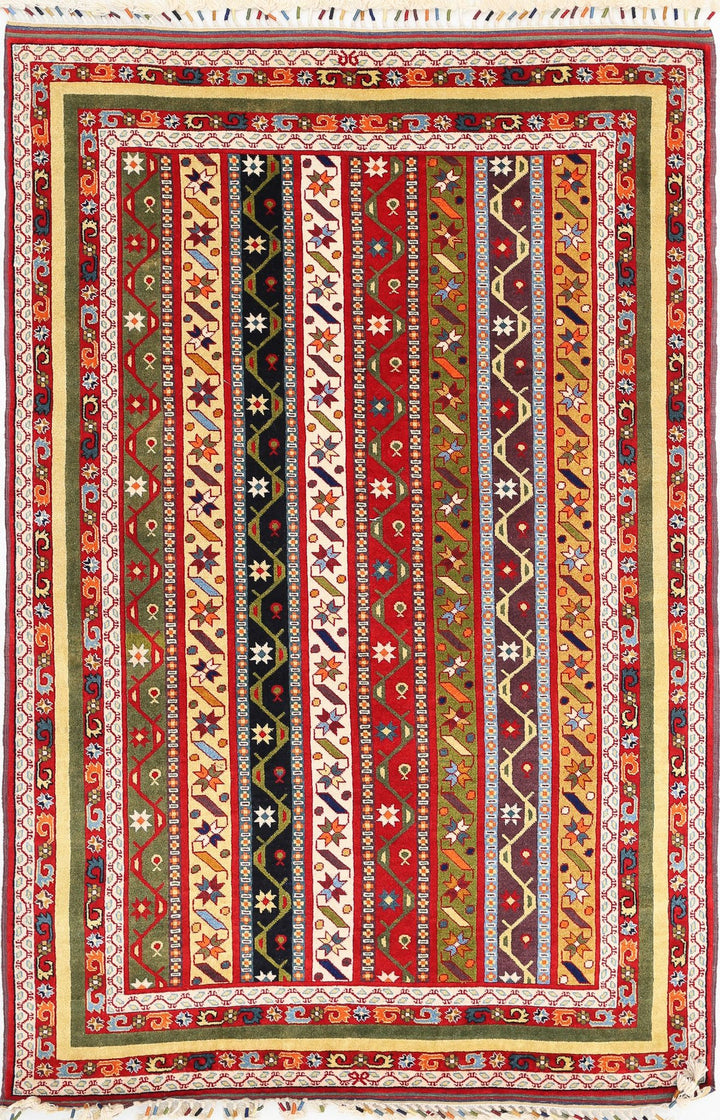 Afghan Shaal Rug 5' 0" x 7' 9" Hand-Knotted | No. AT48197