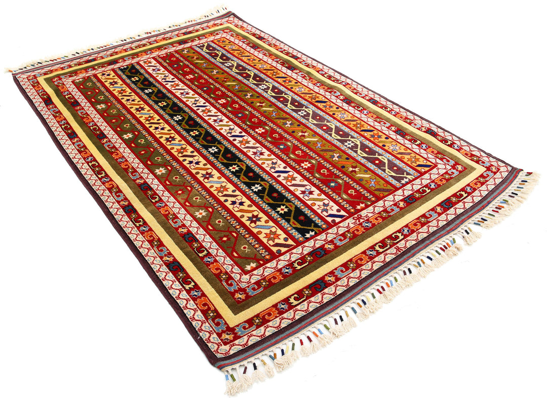 Afghan Shaal Rug 5' 1" x 7' 5" Hand-Knotted | No. AT33002
