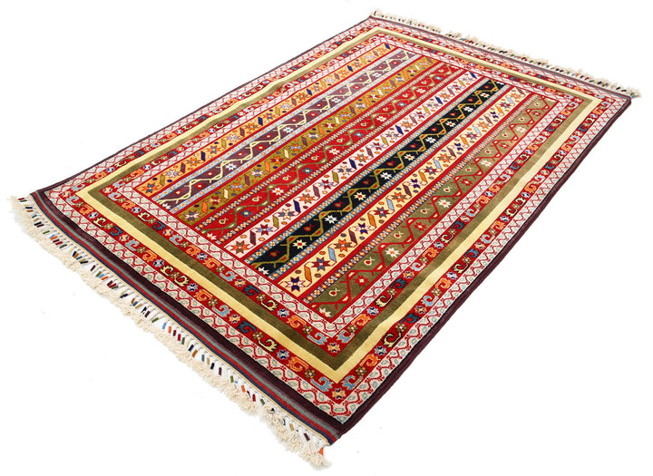 Afghan Shaal Rug 5' 1" x 7' 5" Hand-Knotted | No. AT33002