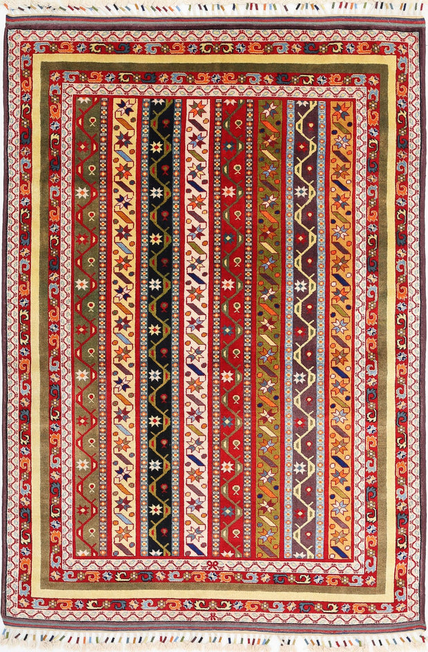 Hand Knotted Shaal Wool Rug 5' 1" x 7' 5" - No. AT33002