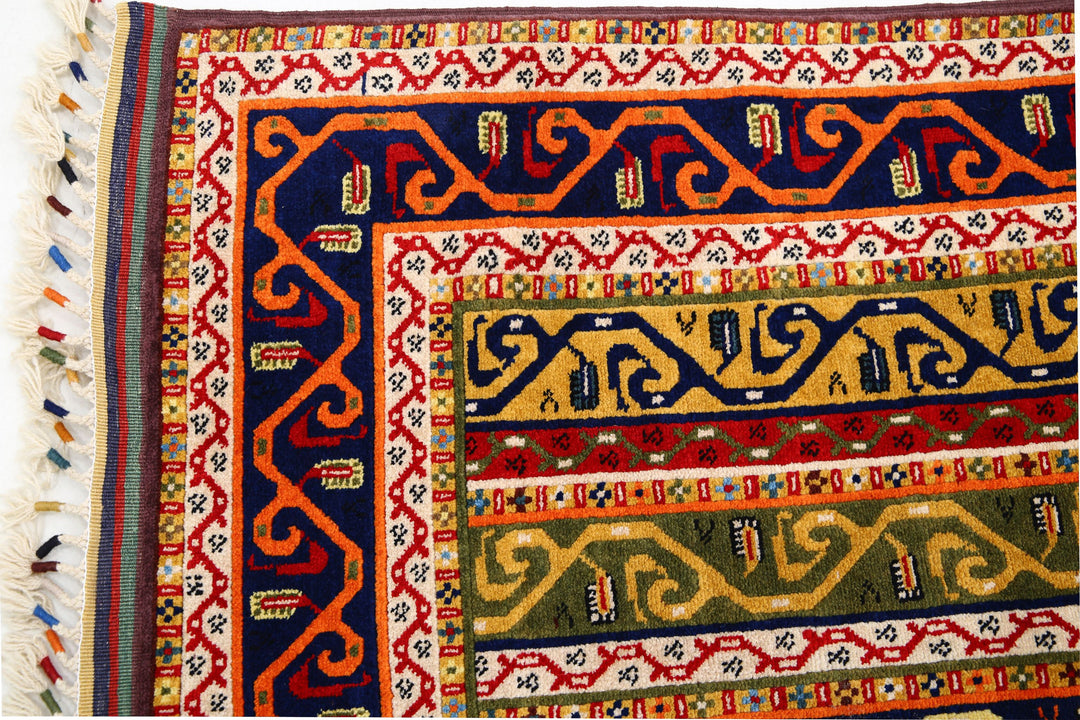 Afghan Shaal Rug 4' 1" x 7' 7" Hand-Knotted | No. AT41683