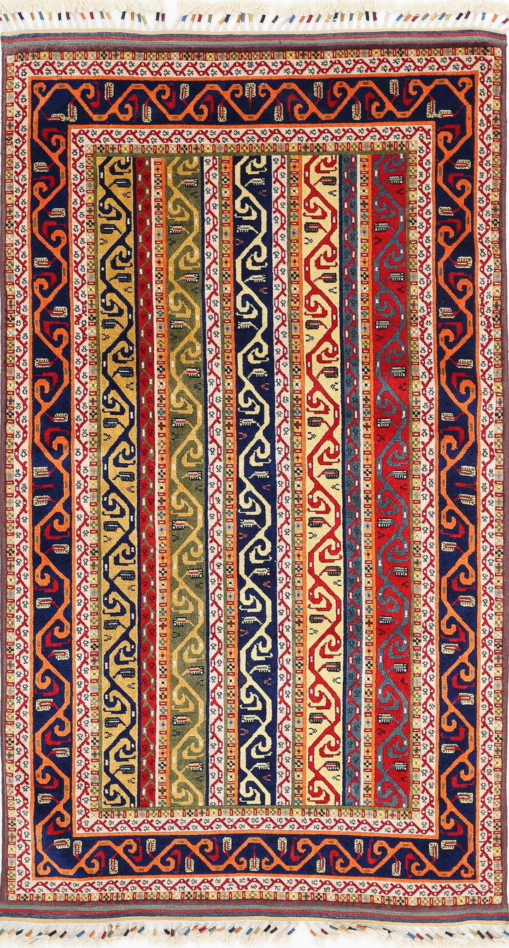 Afghan Shaal Rug 4' 1" x 7' 7" Hand-Knotted | No. AT41683