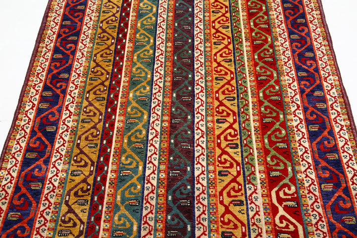 Blue Afghan Oriental Rug 4' 2" x 6' 6" Hand-Knotted | No. AT61524