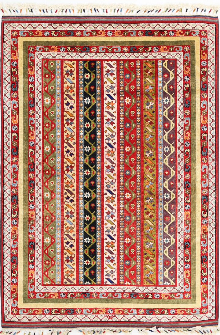 Afghan Shaal Rug 4' 3" x 6' 4" Hand-Knotted | No. AT13098