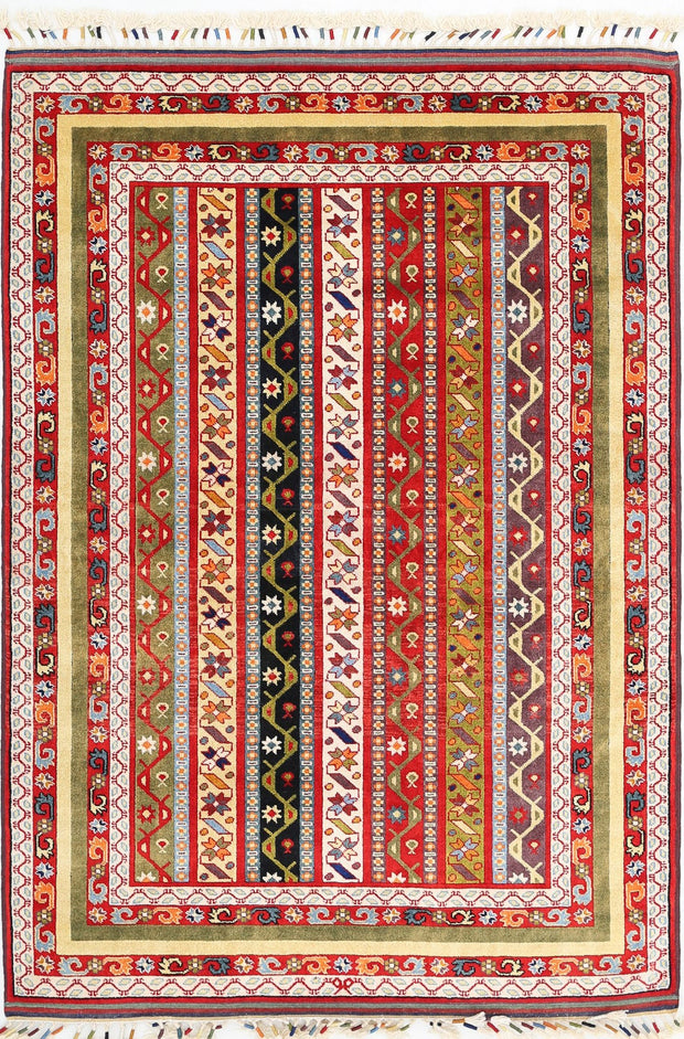 Hand Knotted Shaal Wool Rug 4' 3" x 6' 4" - No. AT13098