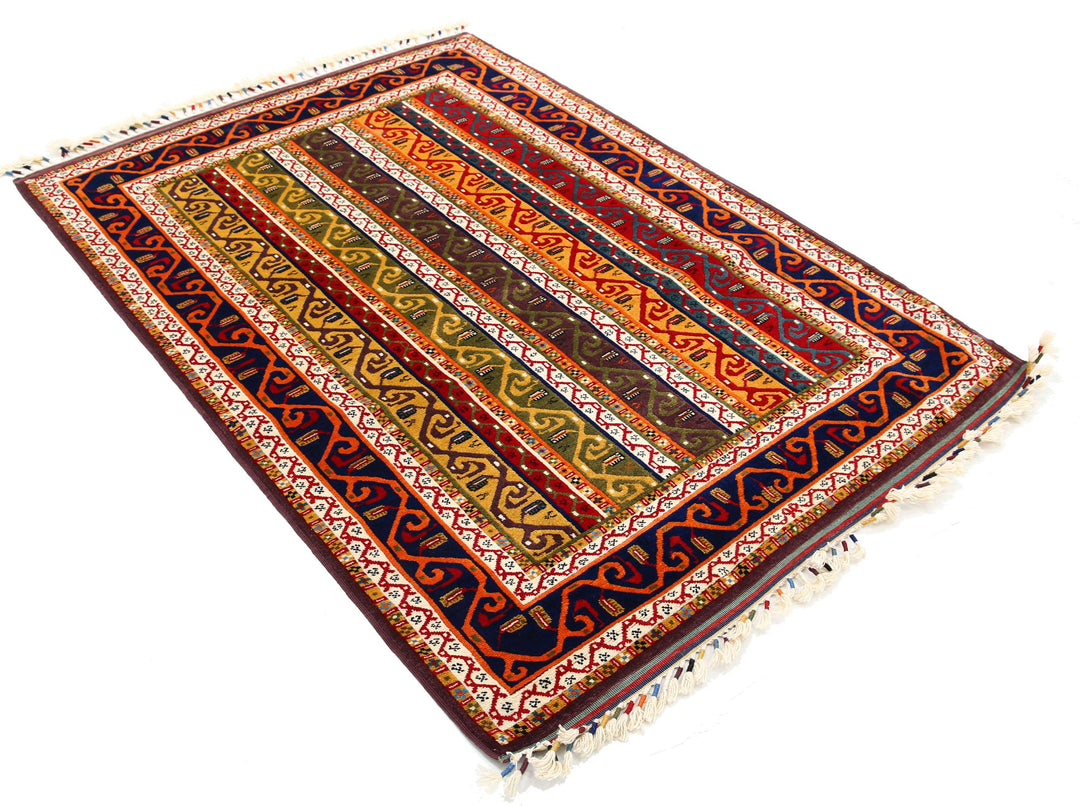 Afghan Shaal Rug 4' 6" x 6' 4" Hand-Knotted | No. AT86388