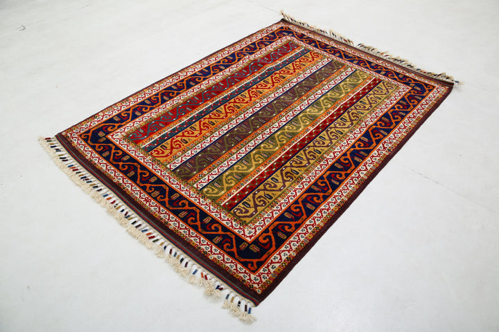 Afghan Shaal Rug 4' 6" x 6' 4" Hand-Knotted | No. AT86388