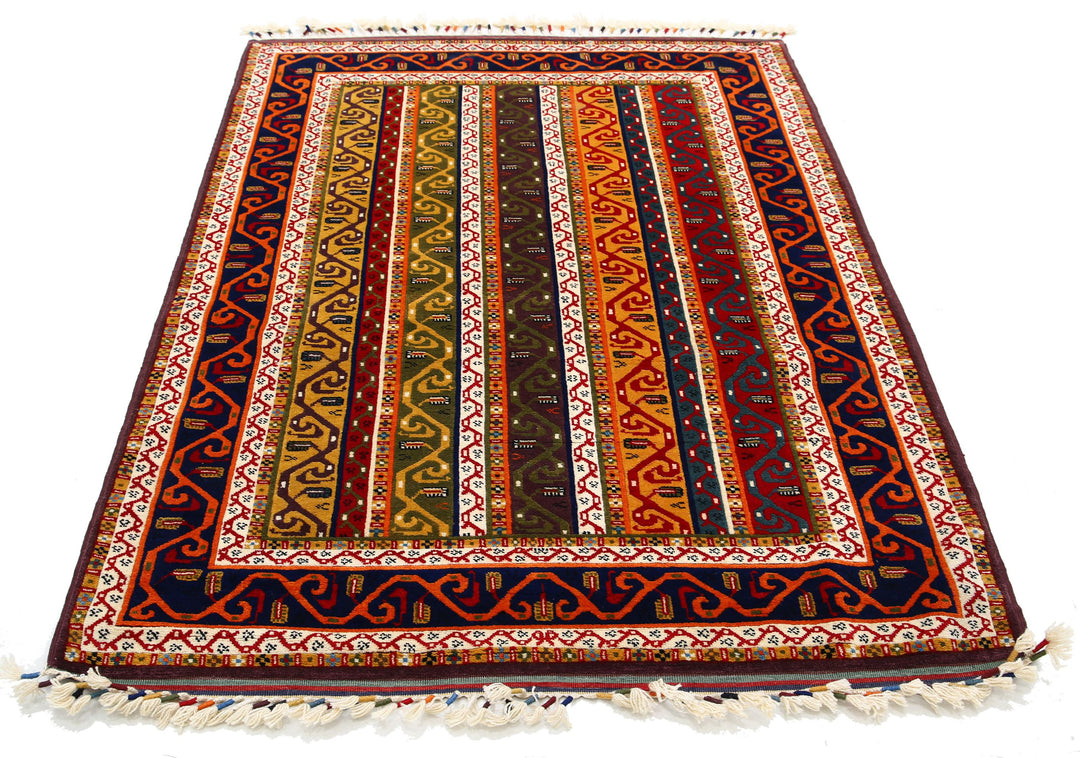 Afghan Shaal Rug 4' 6" x 6' 4" Hand-Knotted | No. AT86388
