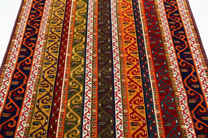 Afghan Shaal Rug 4' 6" x 6' 4" Hand-Knotted | No. AT86388