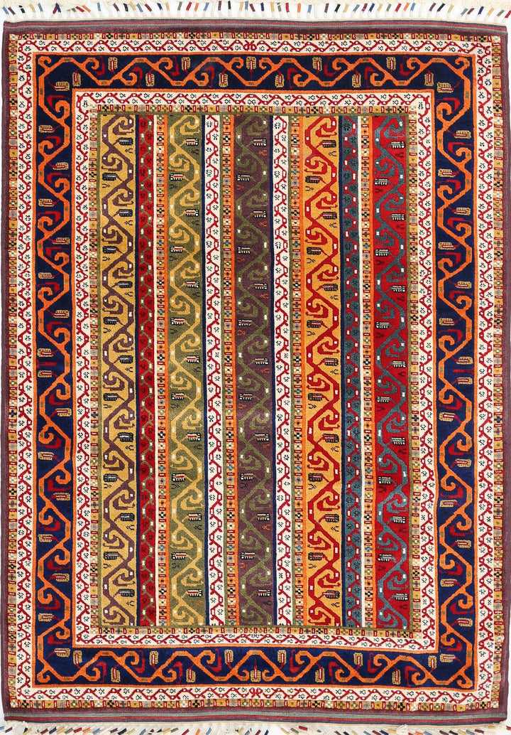 Afghan Shaal Rug 4' 6" x 6' 4" Hand-Knotted | No. AT86388