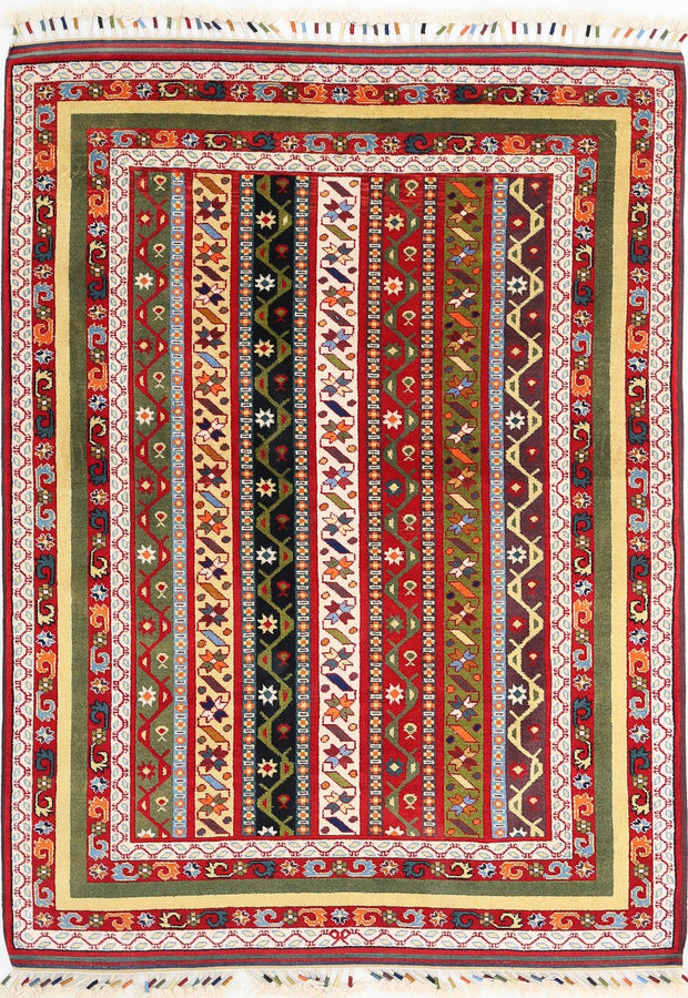 Hand Knotted Shaal Wool Rug 4' 5" x 6' 2" - No. AT46616