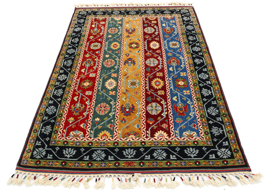 Afghan Shaal Rug 4' 1" x 6' 6" Hand-Knotted | No. AT60025