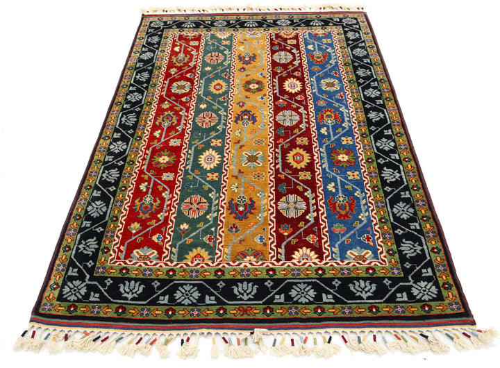 Afghan Shaal Rug 4' 1" x 6' 6" Hand-Knotted | No. AT60025