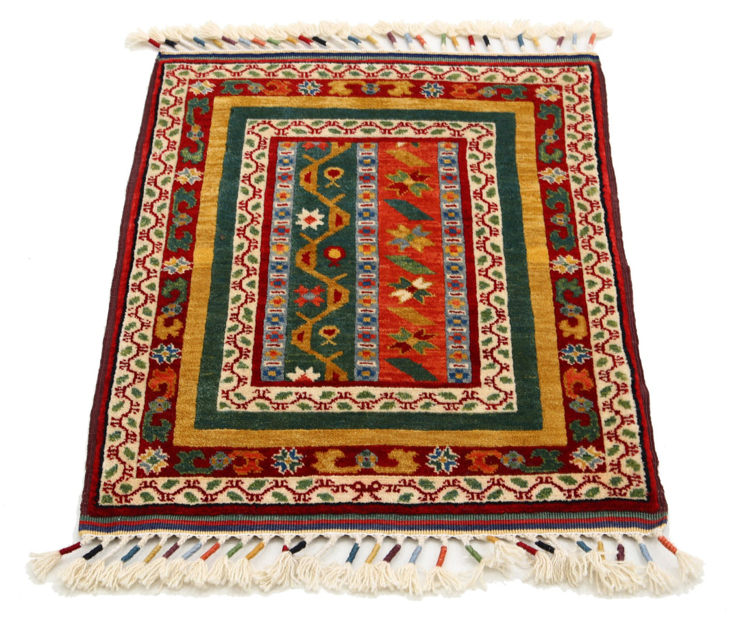 Afghan Shaal Rug 2' 1" x 2' 8" Hand-Knotted | No. AT47728
