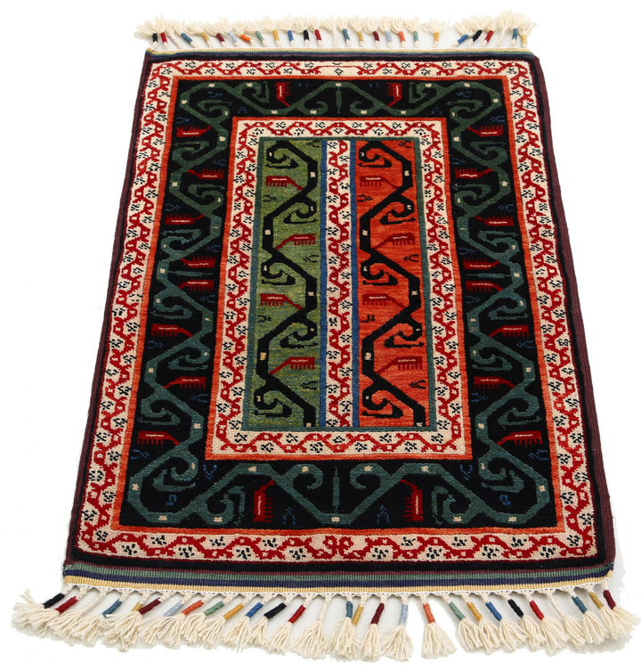Afghan Shaal Rug 2' 0" x 3' 1" Hand-Knotted | No. AT74138