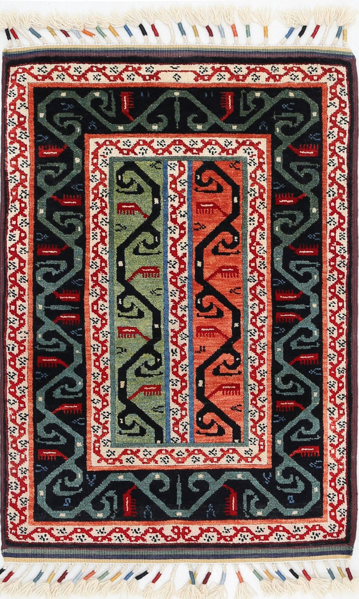 Afghan Shaal Rug 2' 0" x 3' 1" Hand-Knotted | No. AT74138