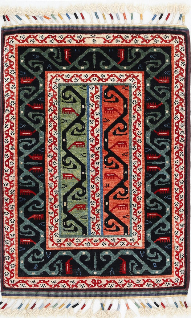 Hand Knotted Shaal Wool Rug 2' 0" x 3' 1" - No. AT74138