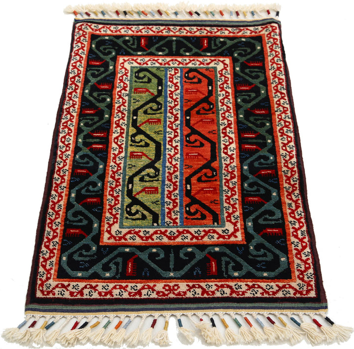 Afghan Shaal Rug 2' 1" x 3' 1" Hand-Knotted | No. AT91317