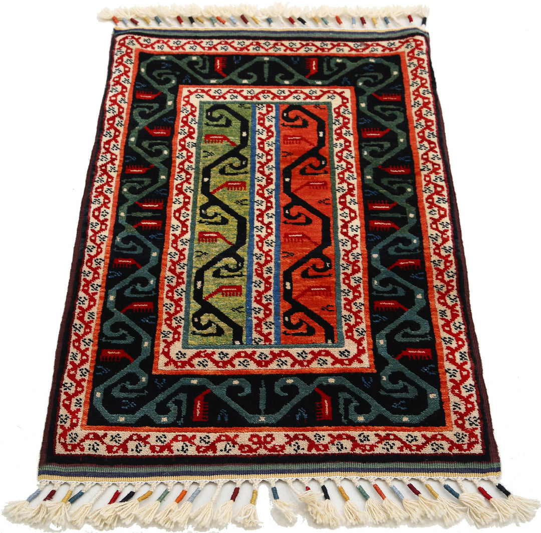 Afghan Shaal Rug 2' 1" x 3' 1" Hand-Knotted | No. AT26813