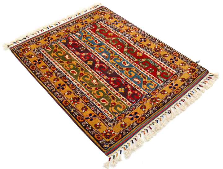 Afghan Shaal Rug 3' 2" x 4' 1" Hand-Knotted | No. AT79217