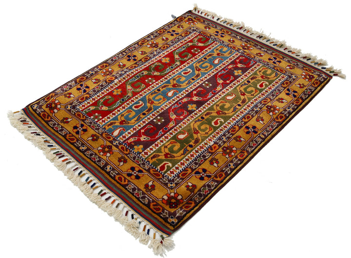 Afghan Shaal Rug 3' 2" x 4' 1" Hand-Knotted | No. AT79217