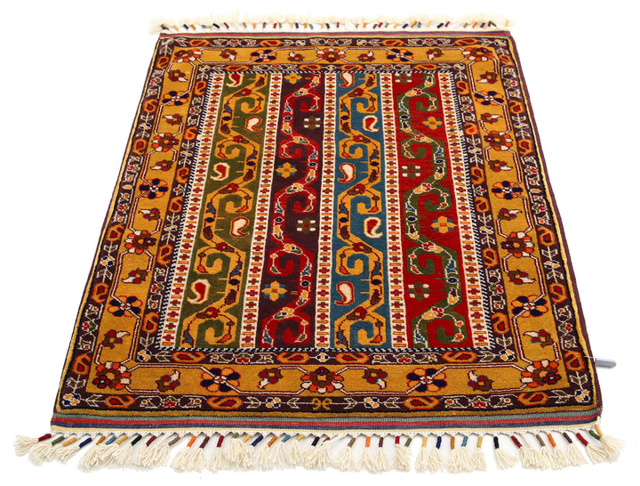 Afghan Shaal Rug 3' 2" x 4' 1" Hand-Knotted | No. AT79217