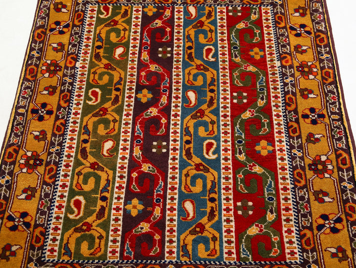 Afghan Shaal Rug 3' 2" x 4' 1" Hand-Knotted | No. AT79217