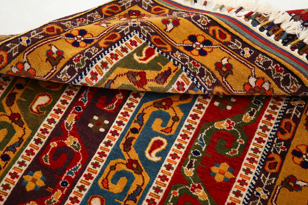 Afghan Shaal Rug 3' 2" x 4' 1" Hand-Knotted | No. AT79217