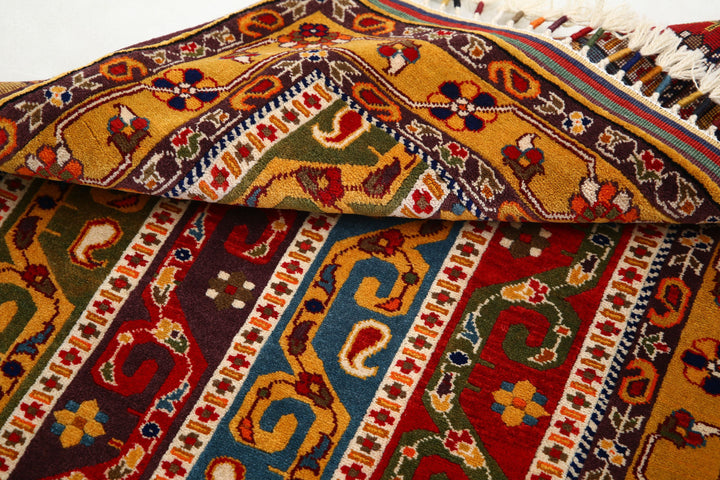 Afghan Shaal Rug 3' 2" x 4' 1" Hand-Knotted | No. AT79217