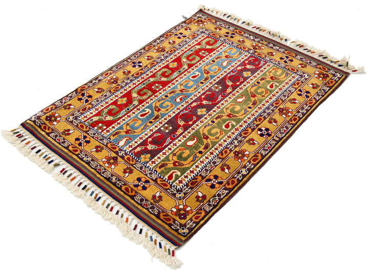 Afghan Shaal Rug 3' 1" x 4' 2" Hand-Knotted | No. AT52428