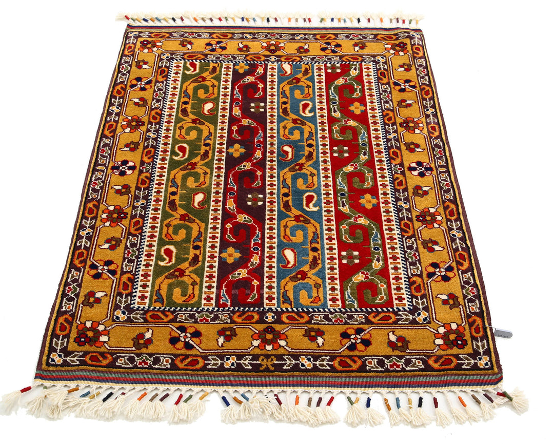 Afghan Shaal Rug 3' 1" x 4' 2" Hand-Knotted | No. AT52428