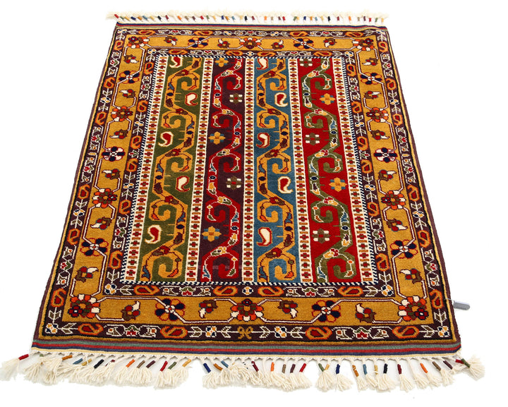 Afghan Shaal Rug 3' 1" x 4' 2" Hand-Knotted | No. AT52428