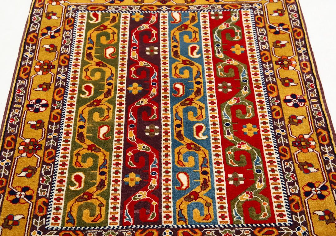Afghan Shaal Rug 3' 1" x 4' 2" Hand-Knotted | No. AT52428